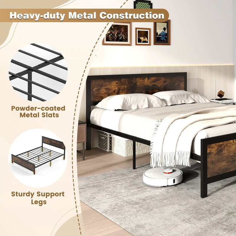 Metal Bed Frame with Headboard and Footboard by DirectDeals