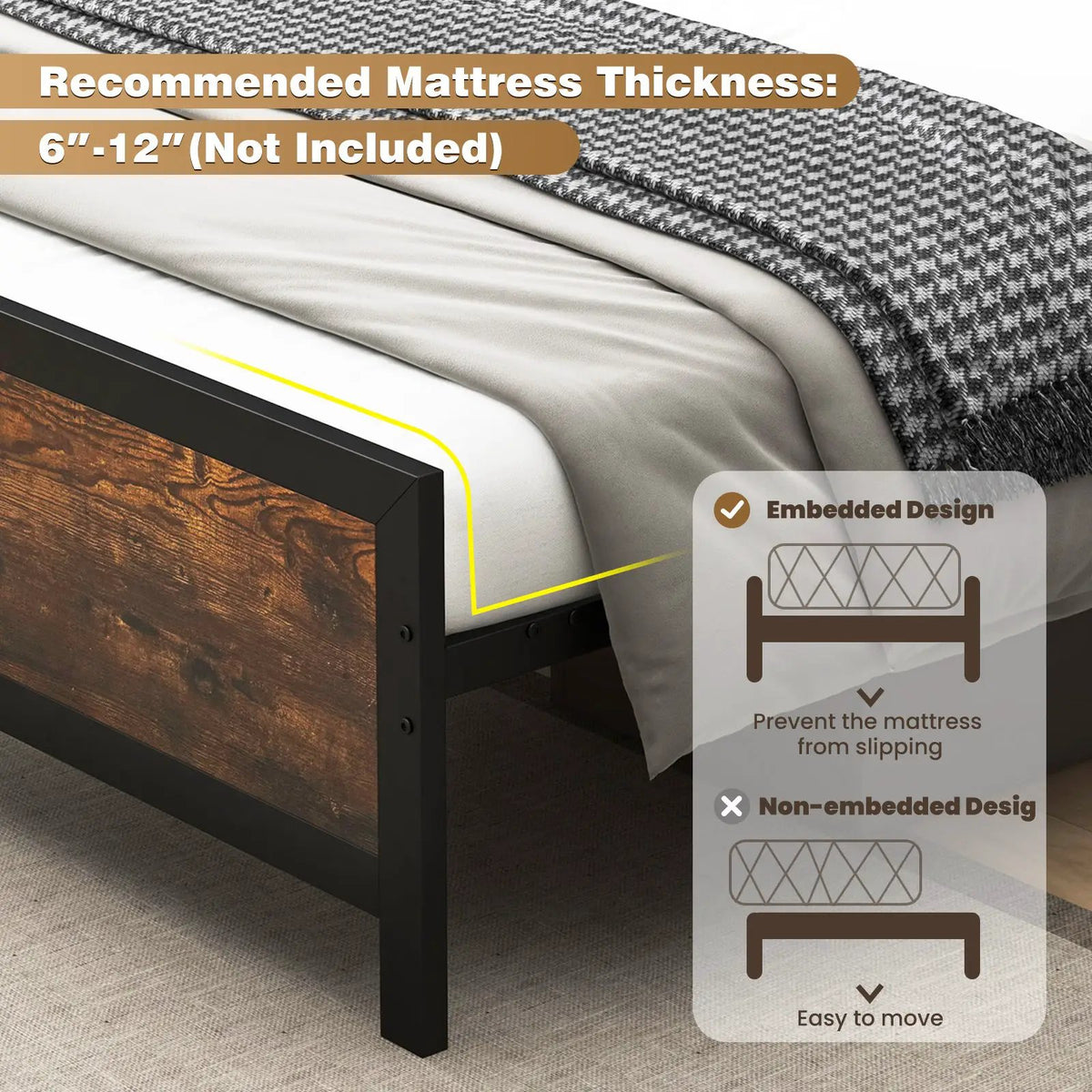 Metal Bed Frame with Headboard and Footboard by DirectDeals