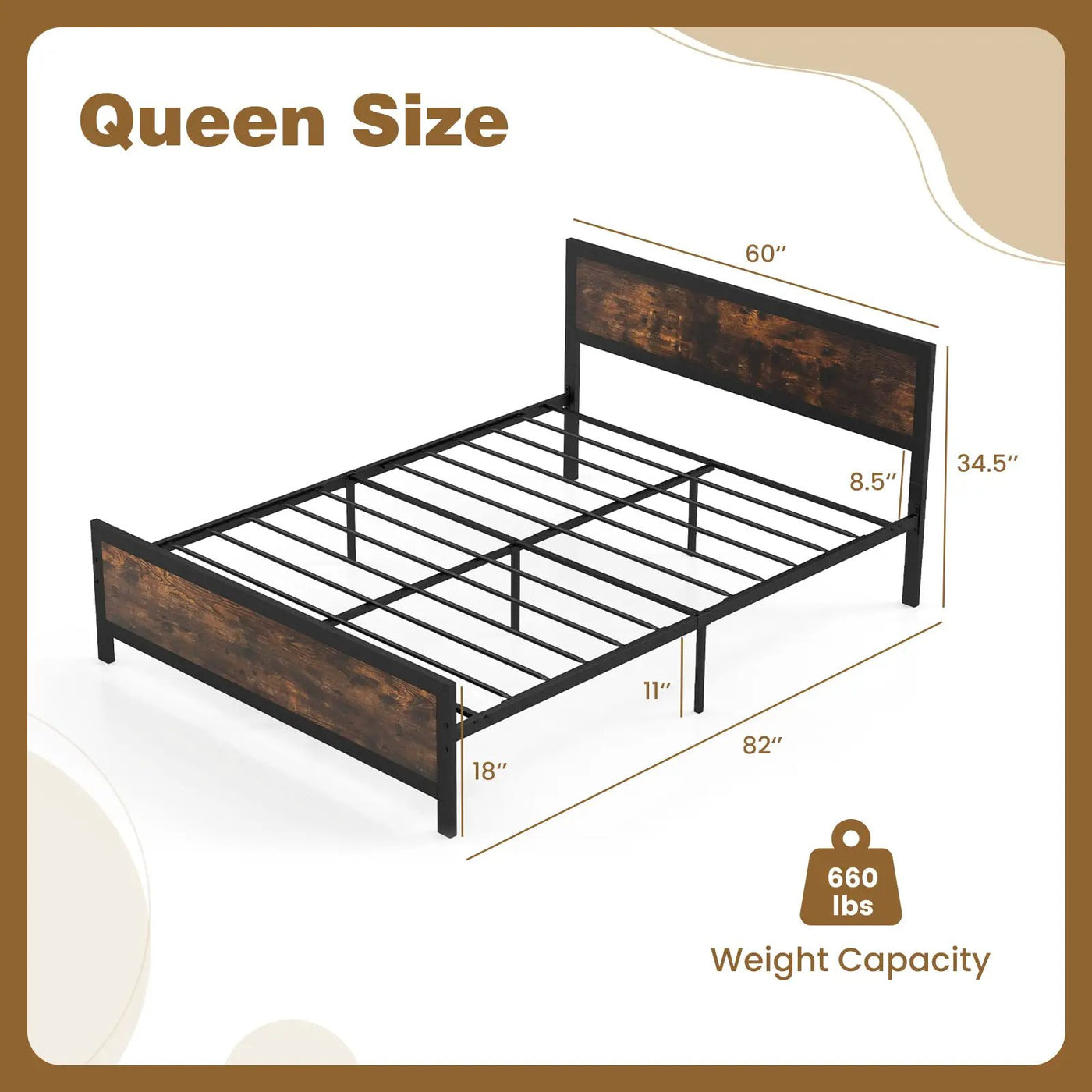 Metal Bed Frame with Headboard and Footboard by DirectDeals