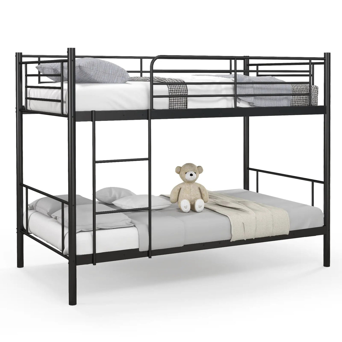Metal Bunk Bed with Ladder and Full-length Guardrails by DirectDeals