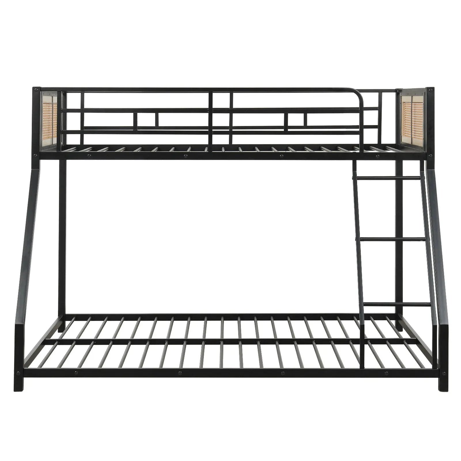 Metal Bunk Bed Twin Over Full with Full Length Safety Guardrail and Ramp Ladder by DirectDeals