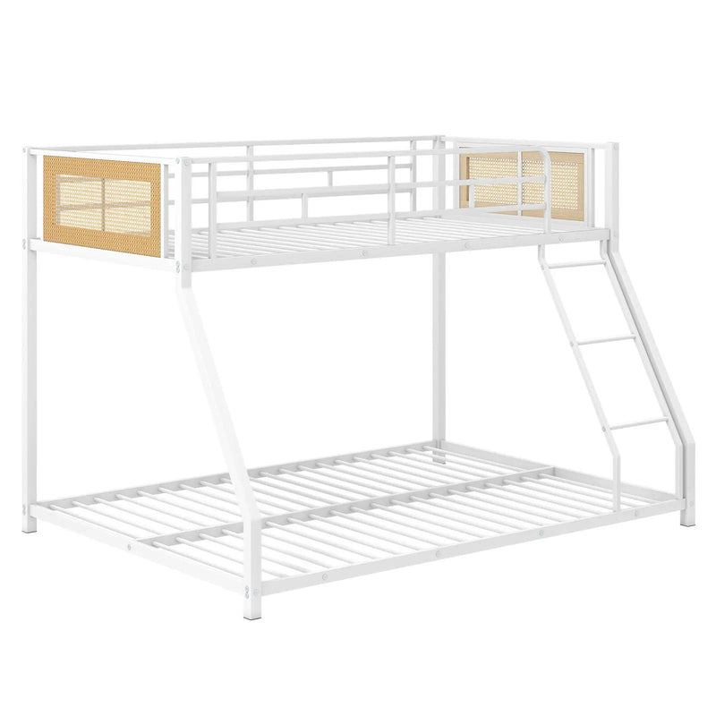 Metal Bunk Bed Twin Over Full with Full Length Safety Guardrail and Ramp Ladder by DirectDeals
