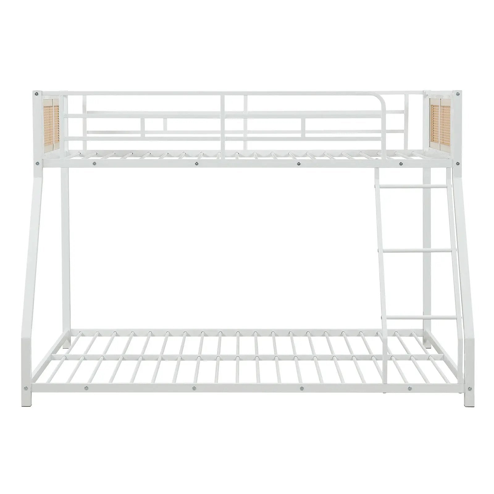 Metal Bunk Bed Twin Over Full with Full Length Safety Guardrail and Ramp Ladder by DirectDeals