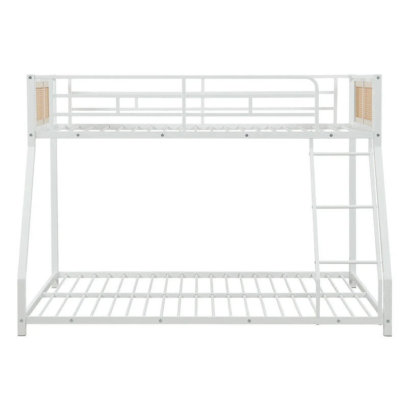 Metal Bunk Bed Twin Over Full with Full Length Safety Guardrail and Ramp Ladder by DirectDeals