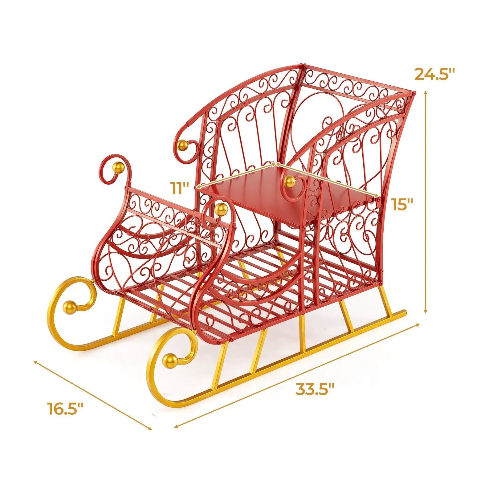 Metal Christmas Santa Sleigh Basket 2-Tier Xmas Santa's Gift Storage Sleigh by DirectDeals
