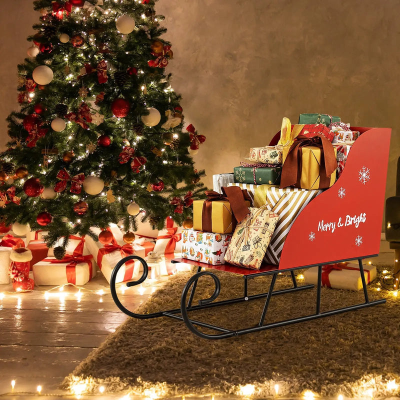 Metal Christmas Santa Sleigh Basket Xmas Santas Gift Storage Sleigh by DirectDeals