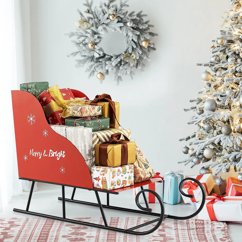 Metal Christmas Santa Sleigh Basket Xmas Santas Gift Storage Sleigh by DirectDeals