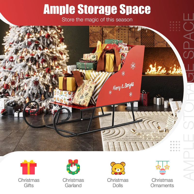 Metal Christmas Santa Sleigh Basket Xmas Santas Gift Storage Sleigh by DirectDeals