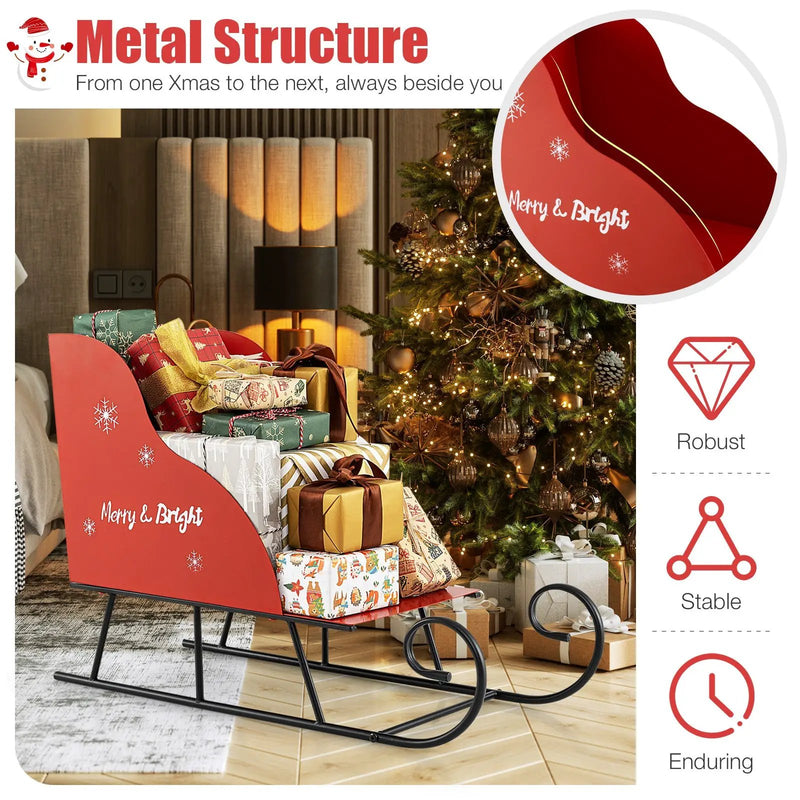 Metal Christmas Santa Sleigh Basket Xmas Santas Gift Storage Sleigh by DirectDeals