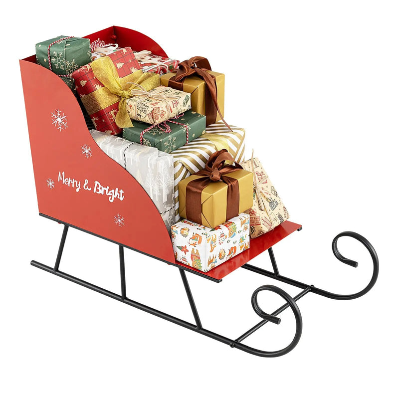 Metal Christmas Santa Sleigh Basket Xmas Santas Gift Storage Sleigh by DirectDeals