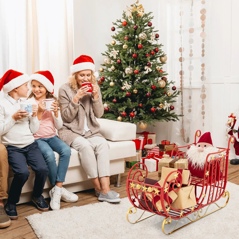 Metal Christmas Santa Sleigh with Large Cargo Area for Gifts by DirectDeals