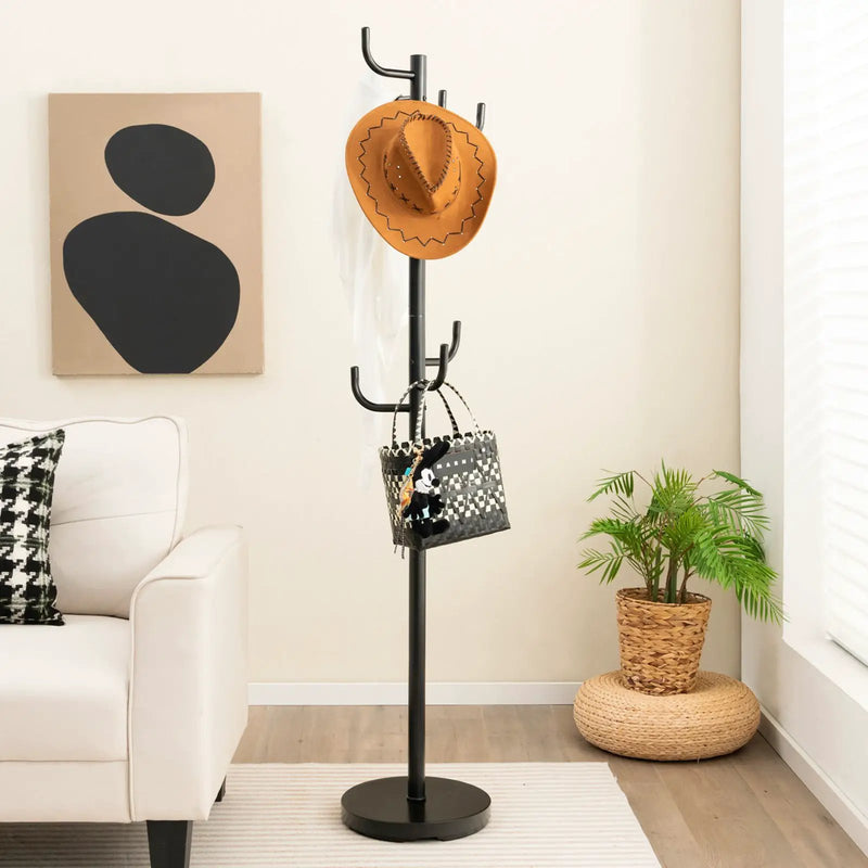 Metal Coat Rack Stand with 8 Sturdy Hooks and Metal Base by DirectDeals