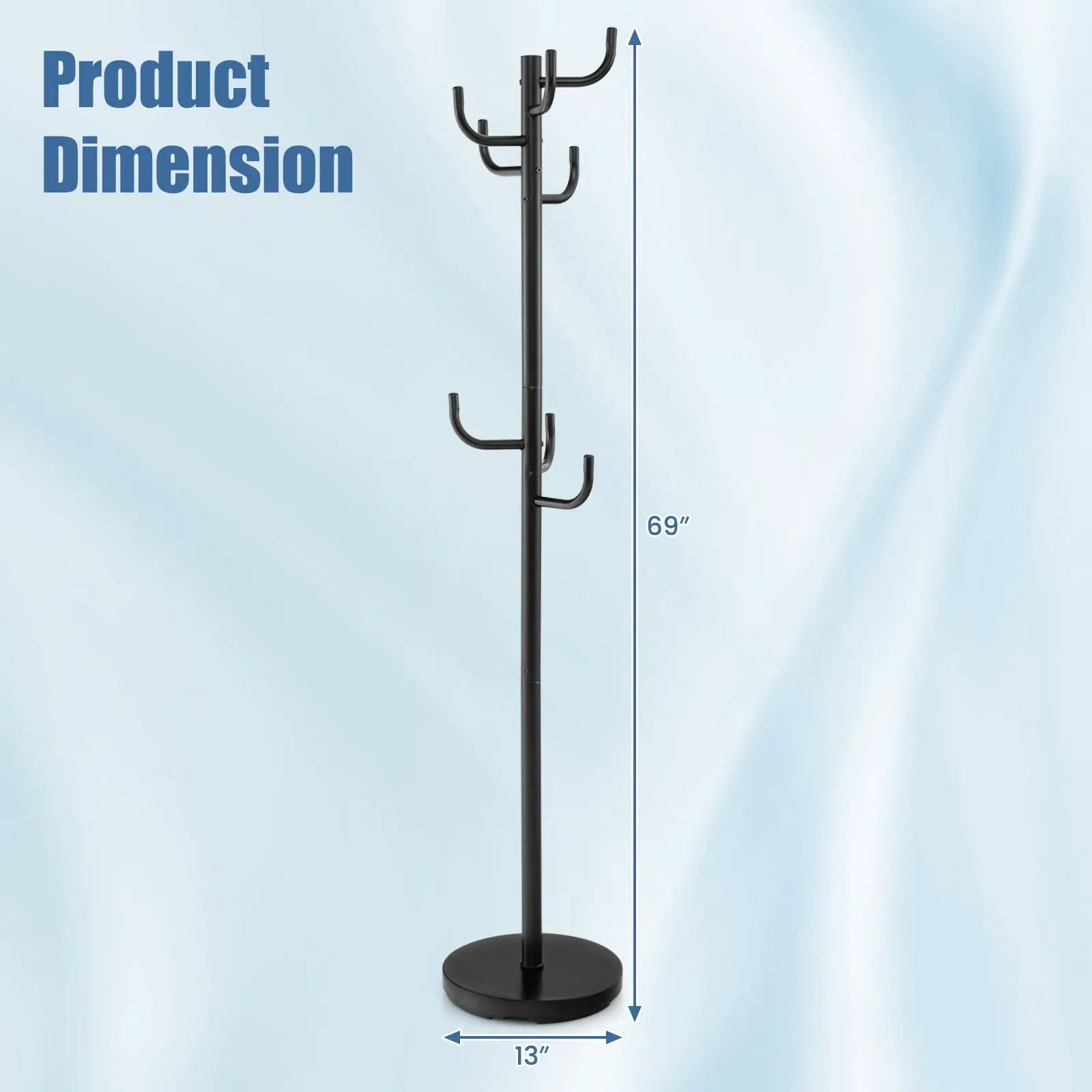 Metal Coat Rack Stand with 8 Sturdy Hooks and Metal Base by DirectDeals