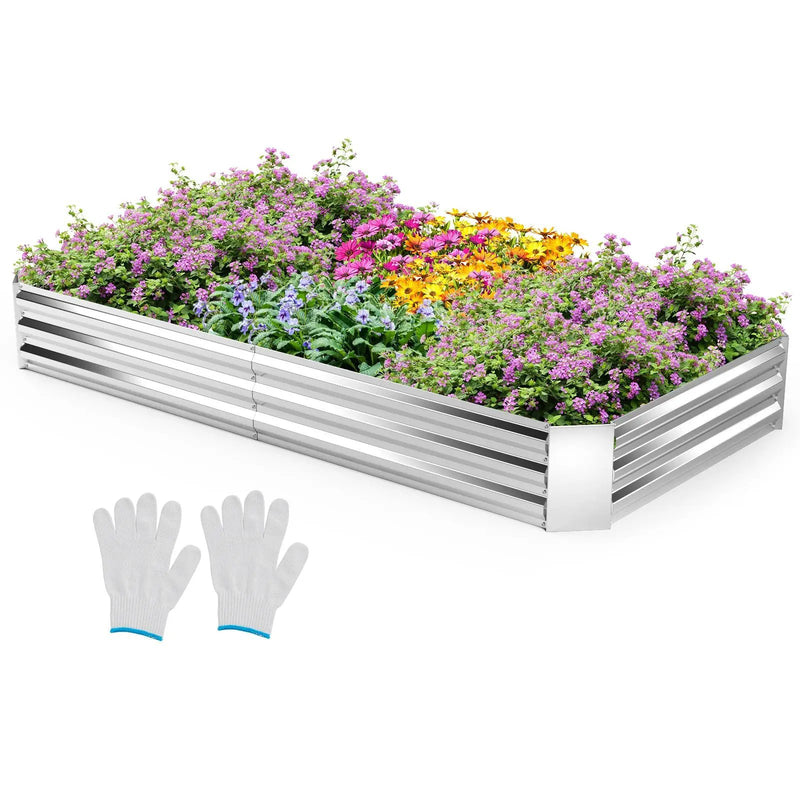 Metal Galvanized Raised Garden Bed with Open-Ended Base by DirectDeals