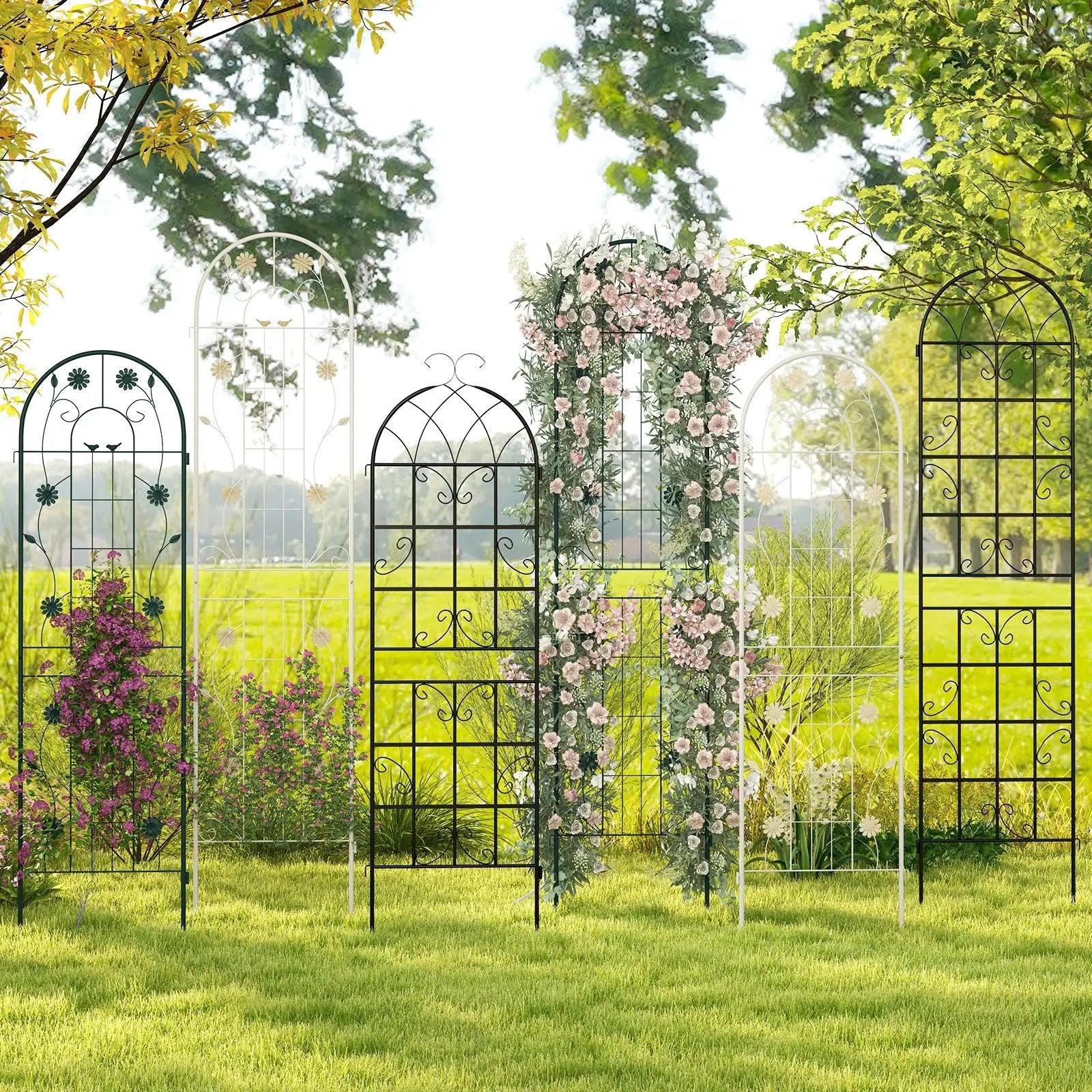 4 Pack 71 x 20 Inches Metal Garden Trellis for Climbing Plants-White by DirectDeals