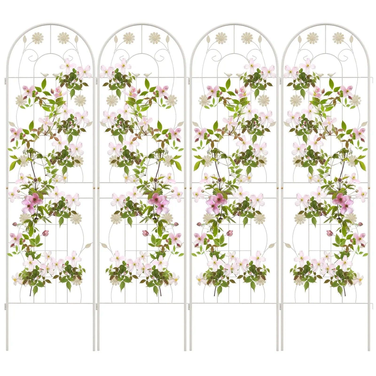 4 Pack 71 x 20 Inches Metal Garden Trellis for Climbing Plants-White by DirectDeals