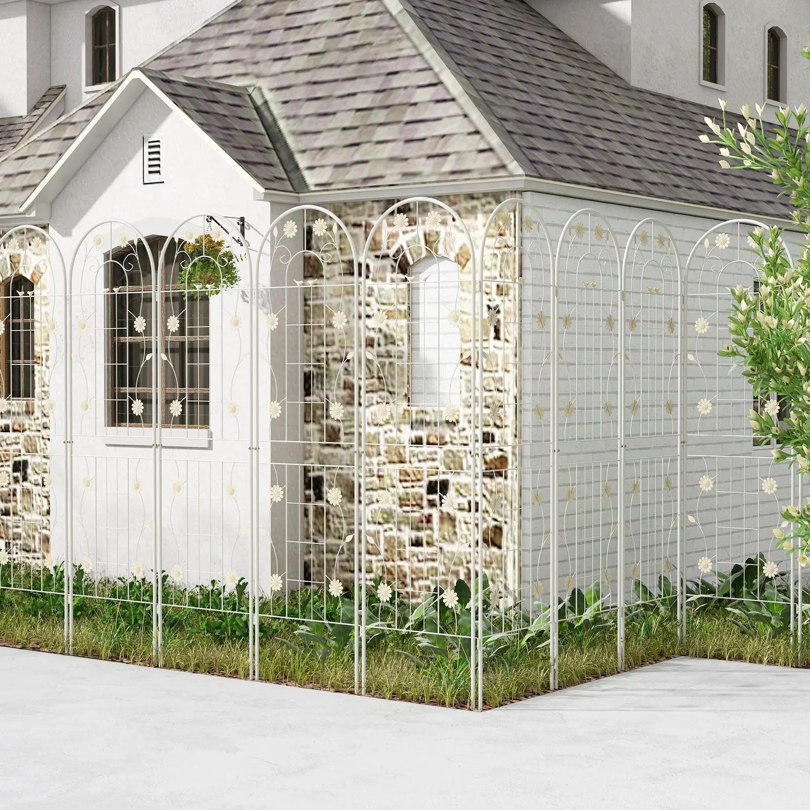 4 Pack 71 x 20 Inches Metal Garden Trellis for Climbing Plants-White by DirectDeals