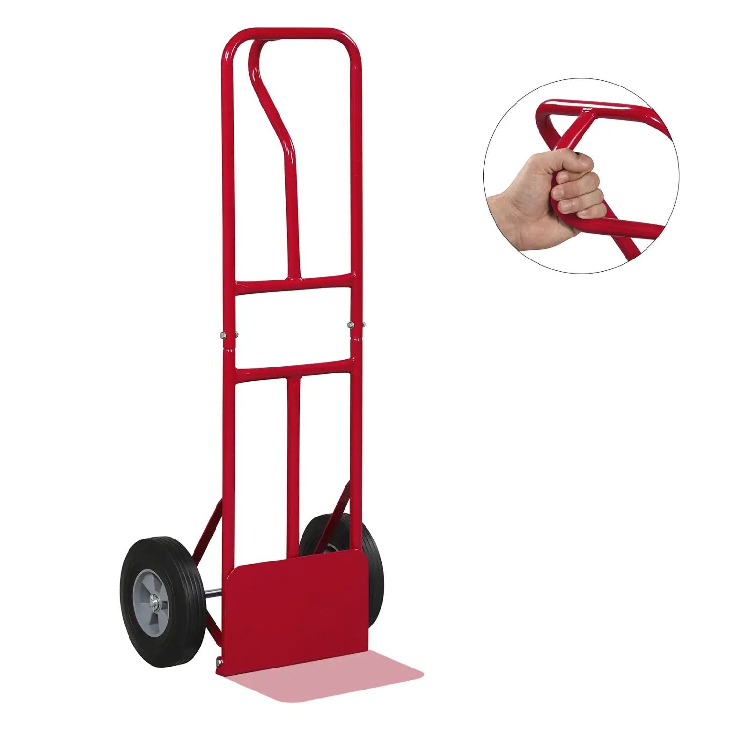 Metal Hand Truck Heavy-Duty 600 LBS Moving Dolly Cart with P-Handle and 10inch Rubber Wheels by DirectDeals