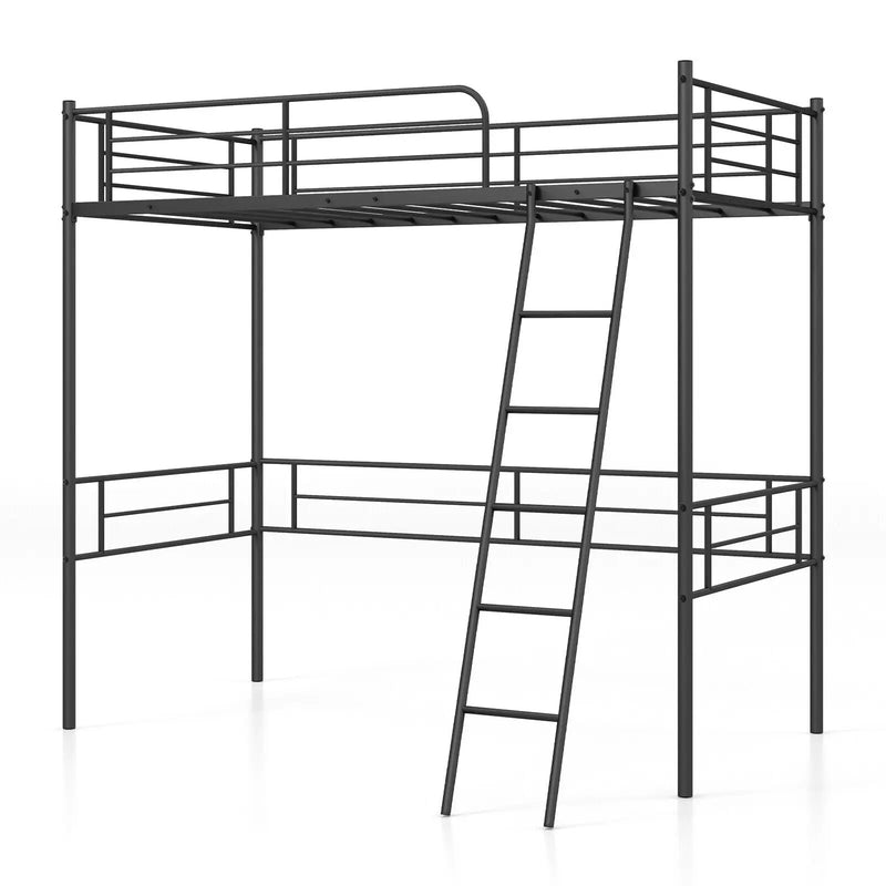 Metal Loft Twin Bed Frame Single High Loft Bed-Black by DirectDeals