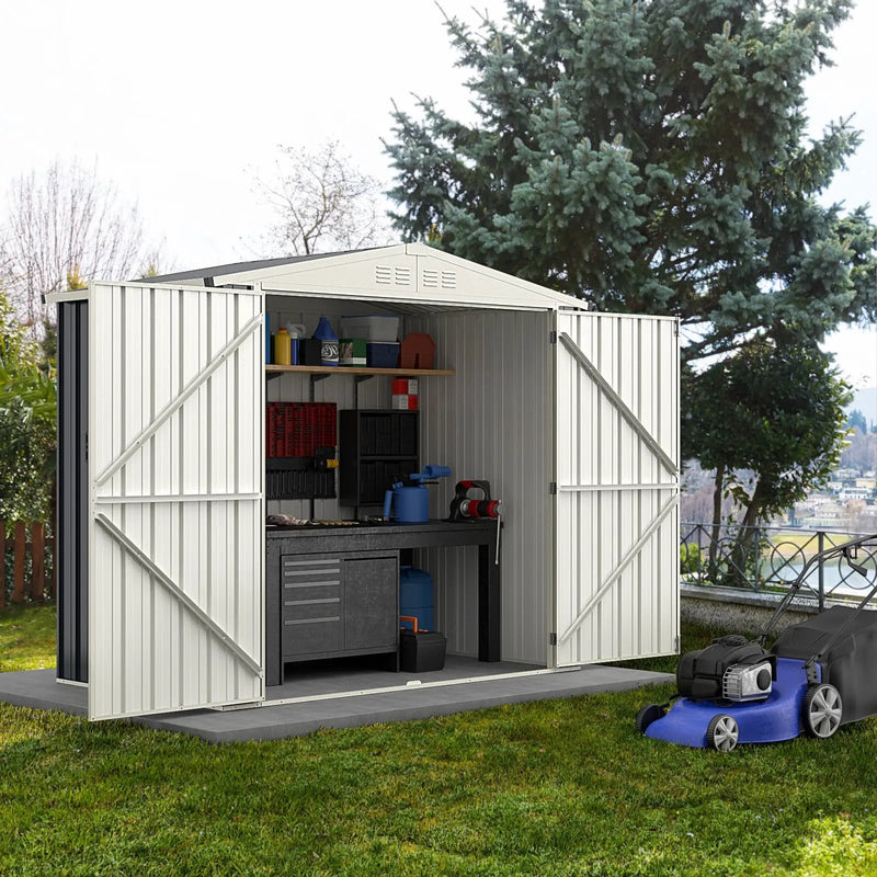 7 x 4 Feet Metal Outdoor Storage Shed with Lockable Door-Gray by DirectDeals