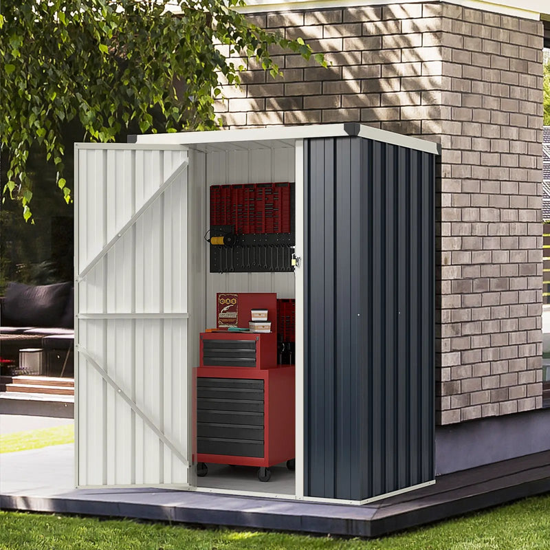 4 x 3 FT Metal Outdoor Storage Shed with Lockable Door-Gray by DirectDeals