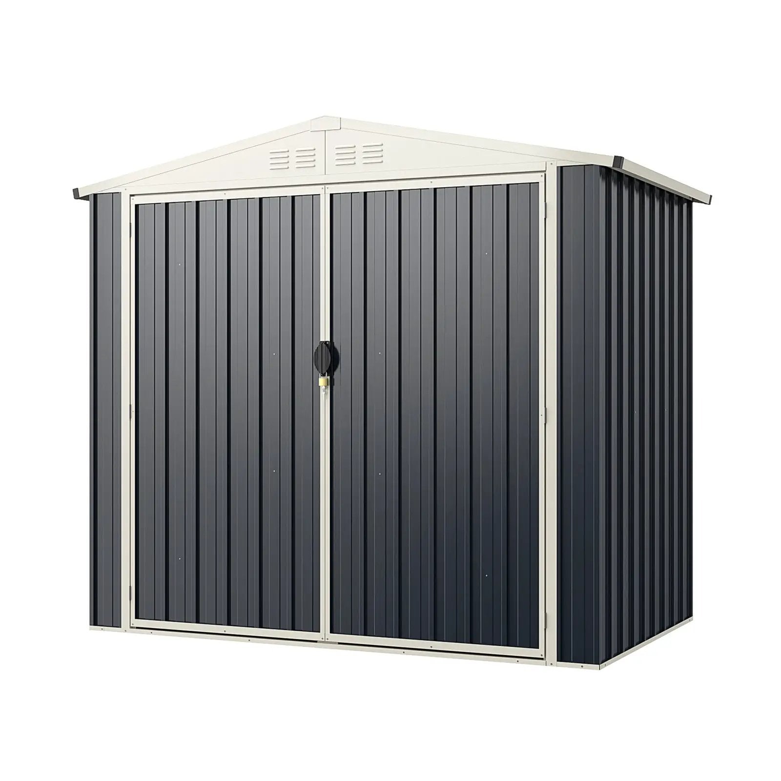 7 x 4 Feet Metal Outdoor Storage Shed with Lockable Door-Gray by DirectDeals