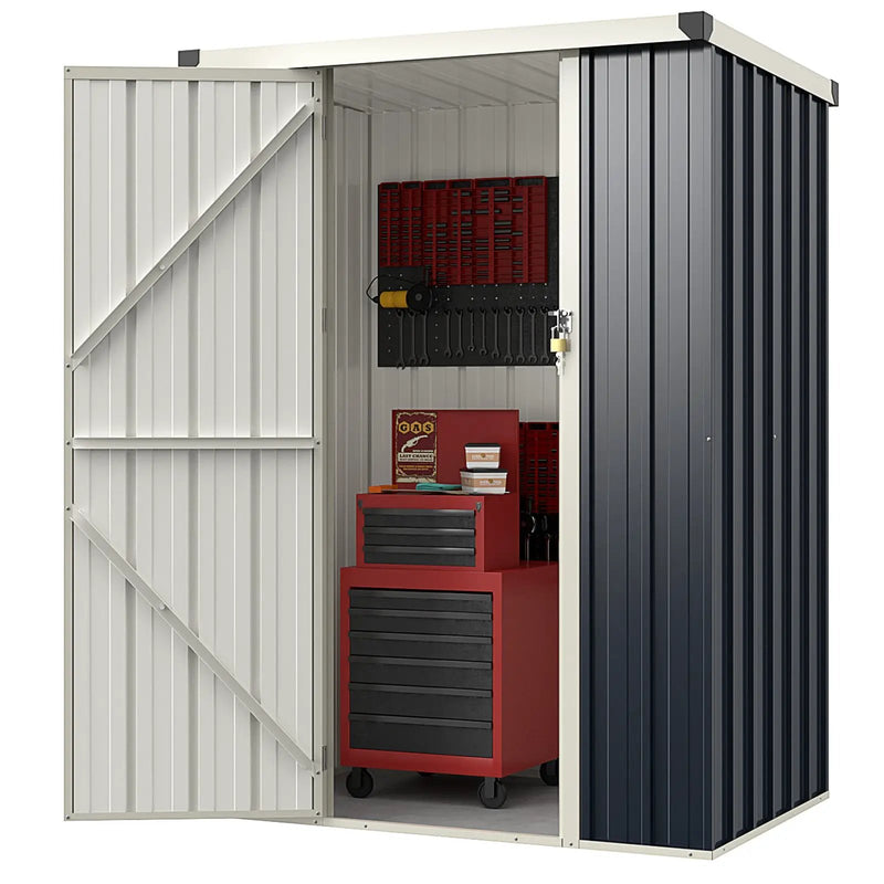 4 x 3 FT Metal Outdoor Storage Shed with Lockable Door-Gray by DirectDeals
