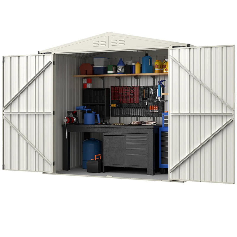 7 x 4 Feet Metal Outdoor Storage Shed with Lockable Door-Gray by DirectDeals