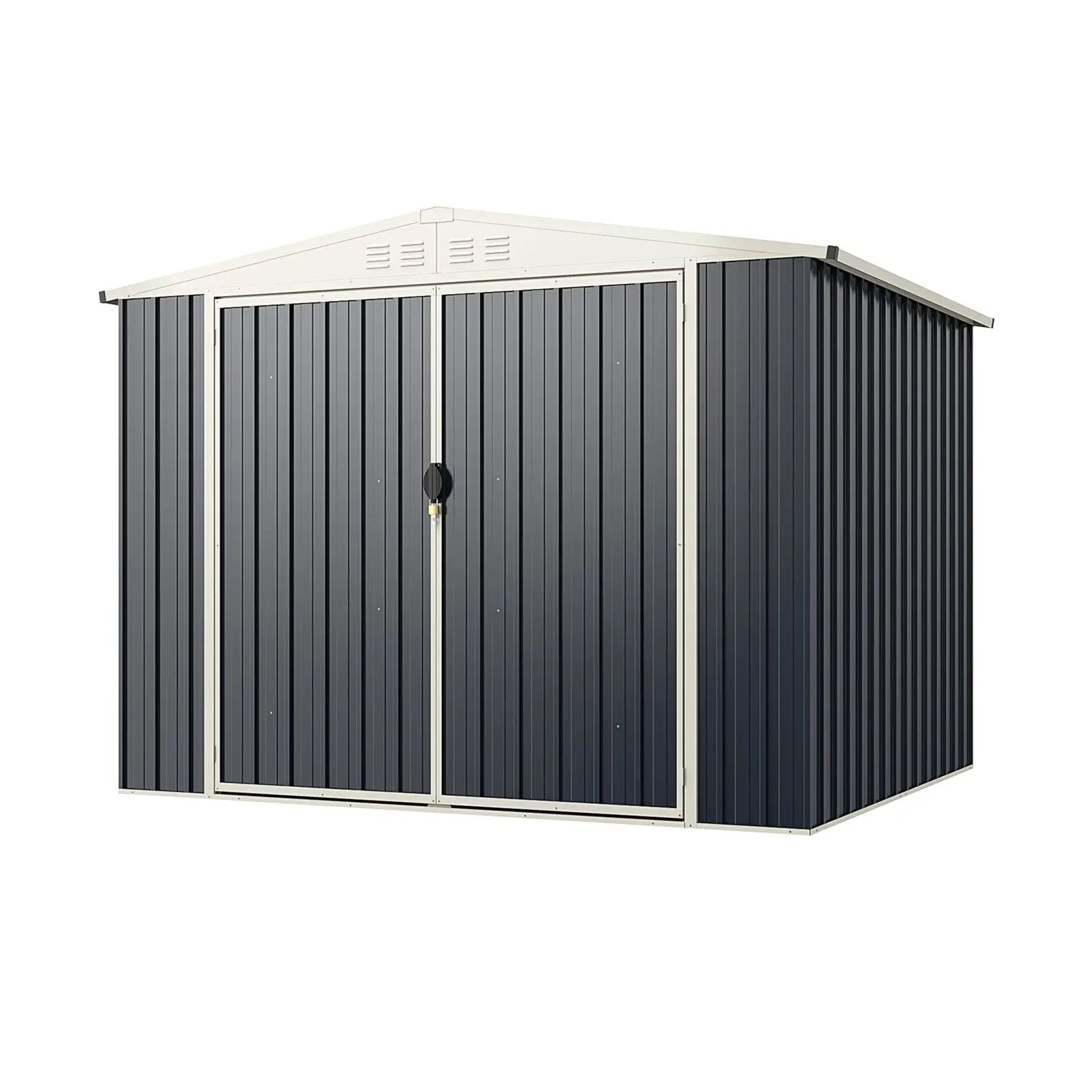 7.5 x 6.3 FT Metal Outdoor Storage Shed with Lockable Door-Gray by DirectDeals