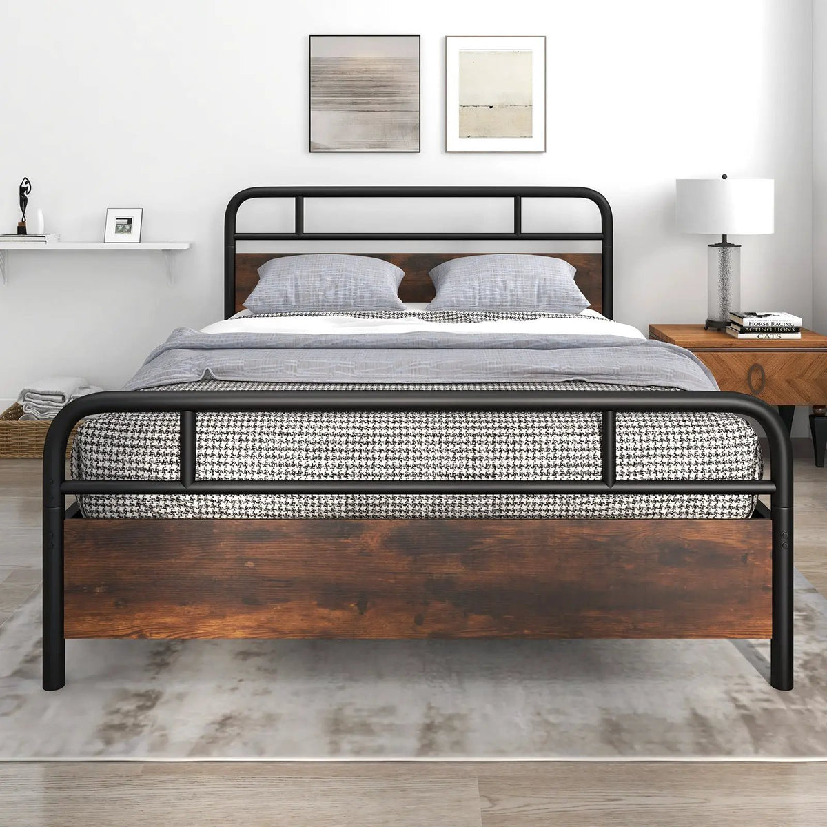 Twin/Full/Queen Size Bed Frame with Industrial Headboard by DirectDeals