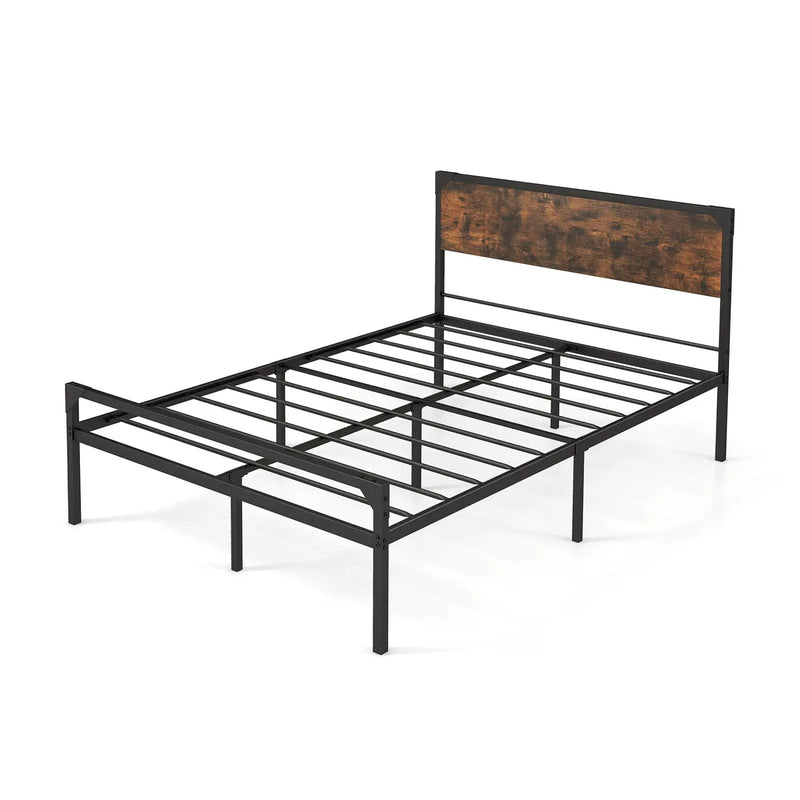 Platform Full/Queen Bed with Rustic Headboard and Footboard by DirectDeals