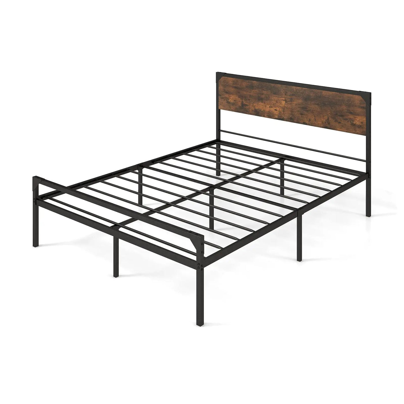Platform Full/Queen Bed with Rustic Headboard and Footboard by DirectDeals