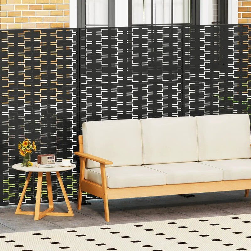 Metal Privacy Screen 72 x 48 Inch Freestanding Fence Panel Indoor Outdoor-Black by DirectDeals