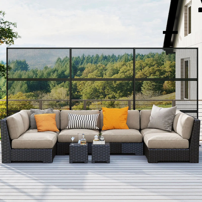 Metal Privacy Screen with Expansion Bolts and Connection Screws-Black by DirectDeals