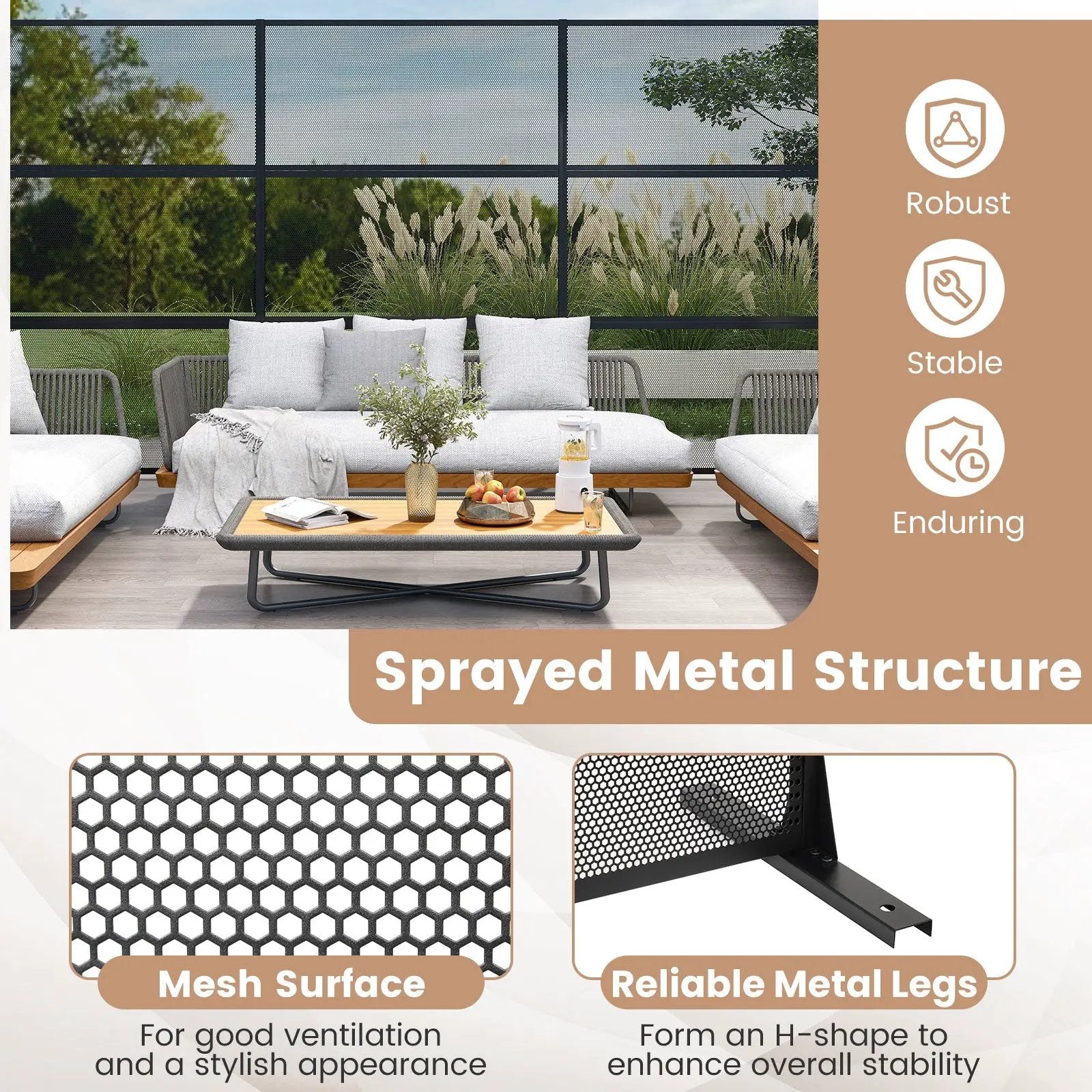 Metal Privacy Screen with Expansion Bolts and Connection Screws-Black by DirectDeals
