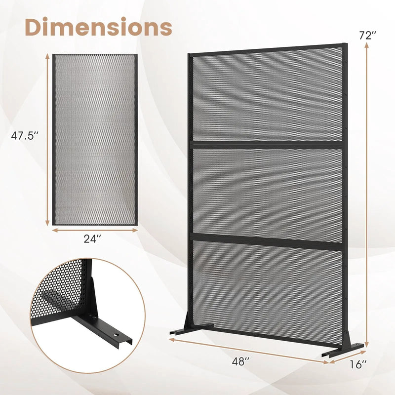 Metal Privacy Screen with Expansion Bolts and Connection Screws-Black by DirectDeals