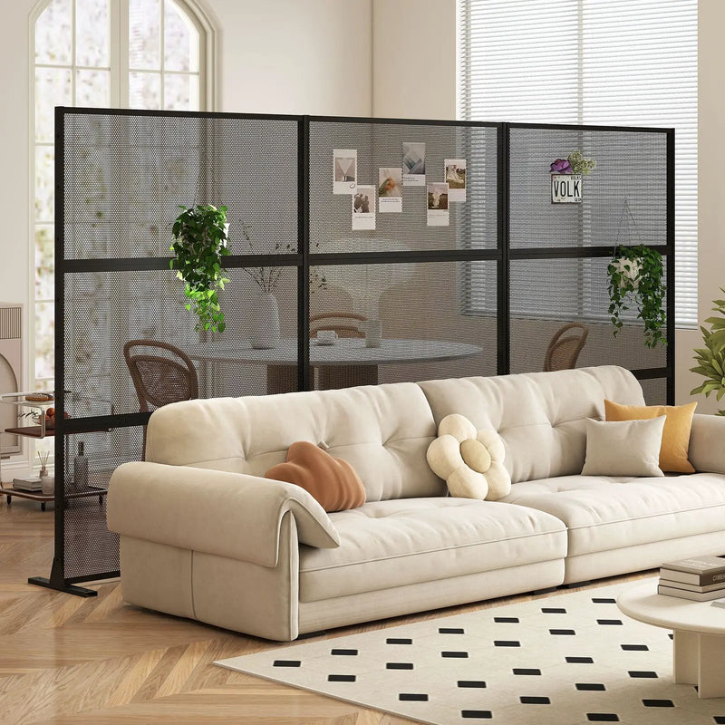 Metal Privacy Screen with Expansion Bolts and Connection Screws-Black by DirectDeals