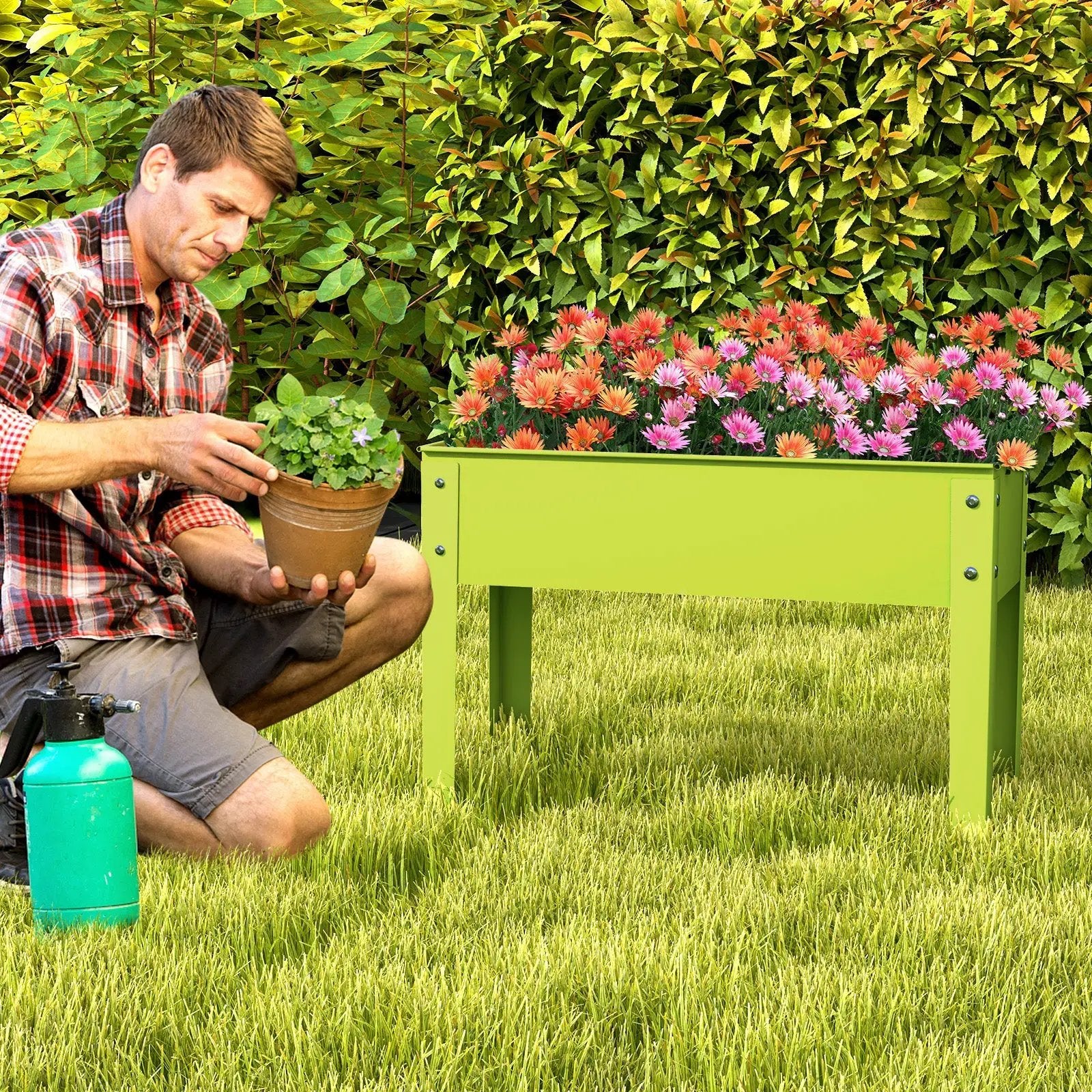 Metal Raised Garden Bed with Legs and Drainage Hole-24 x 11 x 18 inches by DirectDeals
