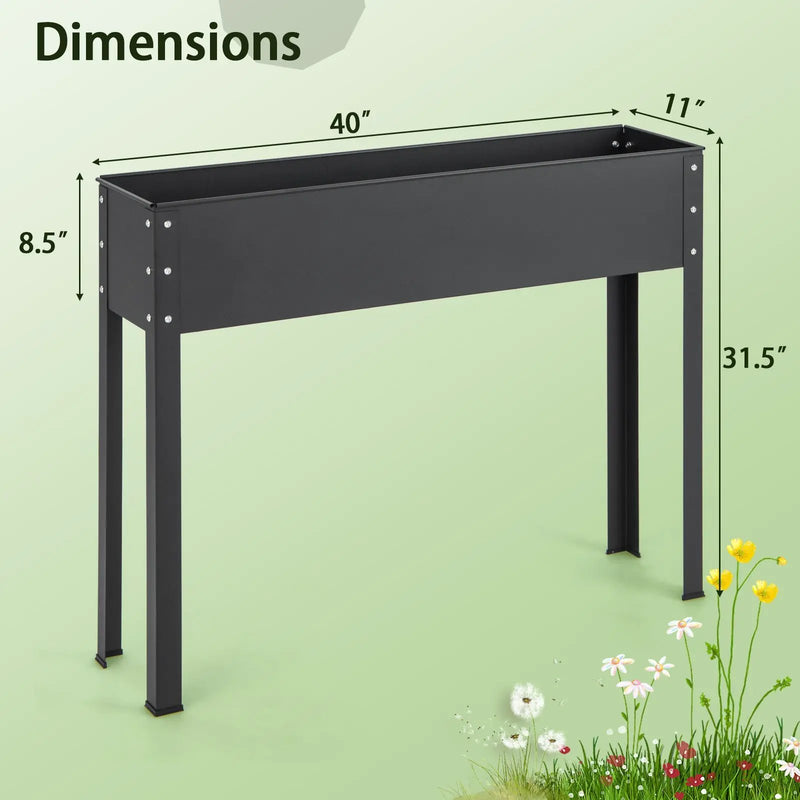 Metal Raised Garden Bed with Legs and Drainage Hole for Vegetable Flower-40 x 11 x 31.5 inches by DirectDeals