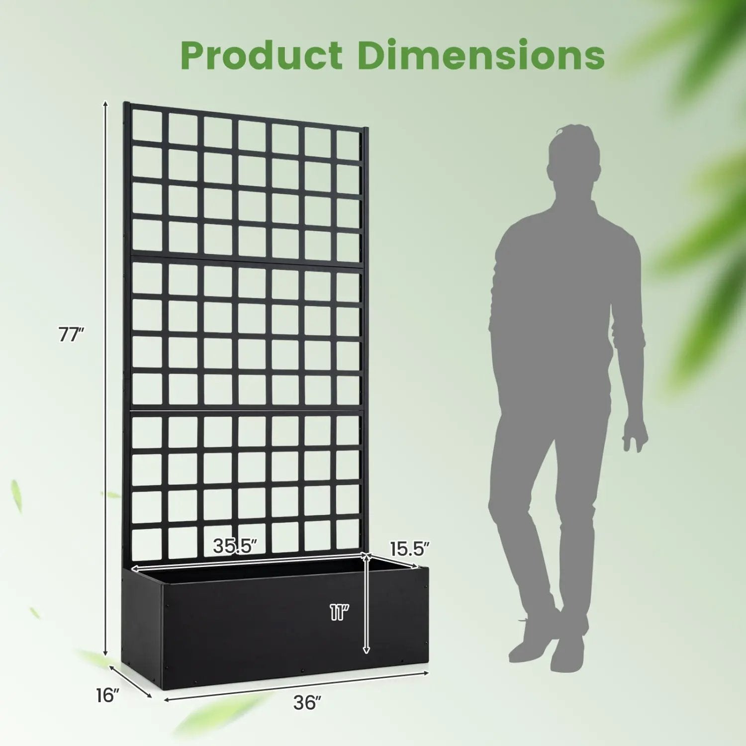 Metal Raised Garden Bed with Trellis and Drainage Holes for Climbing Plants by DirectDeals