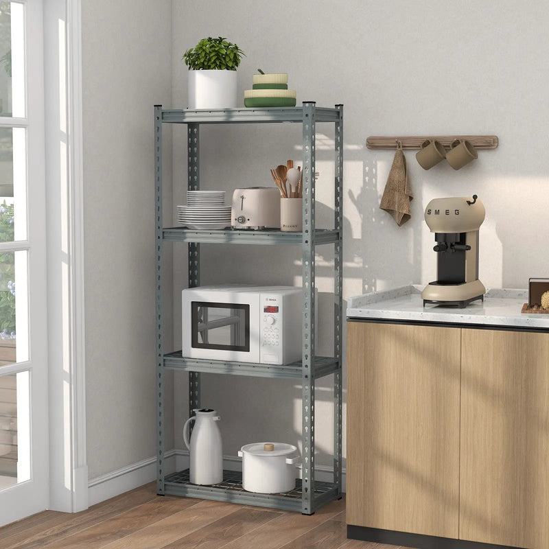 4-Tier Metal Shelving Unit with Anti-slip Foot Pad and Anti-tipping Device by DirectDeals