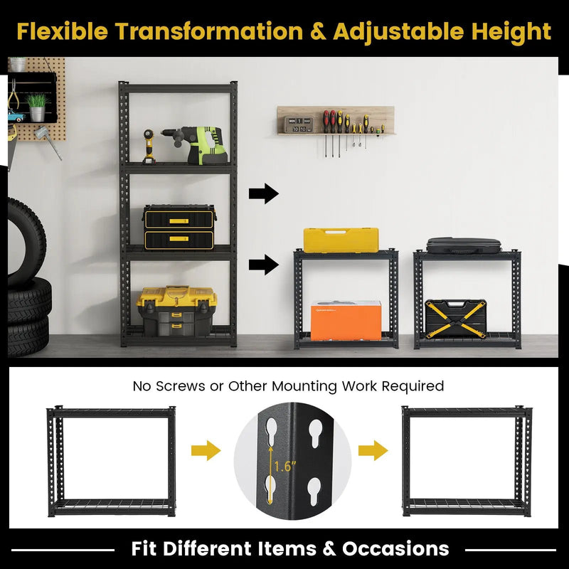 4-Tier Metal Shelving Unit with Anti-slip Foot Pad and Anti-tipping Device by DirectDeals