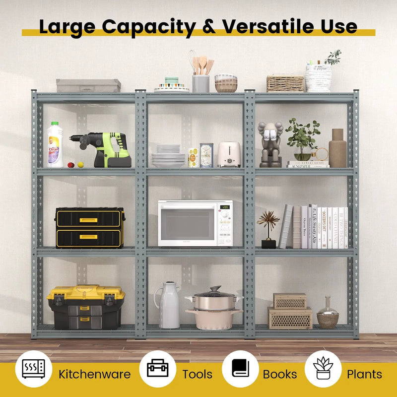 4-Tier Metal Shelving Unit with Anti-slip Foot Pad and Anti-tipping Device by DirectDeals