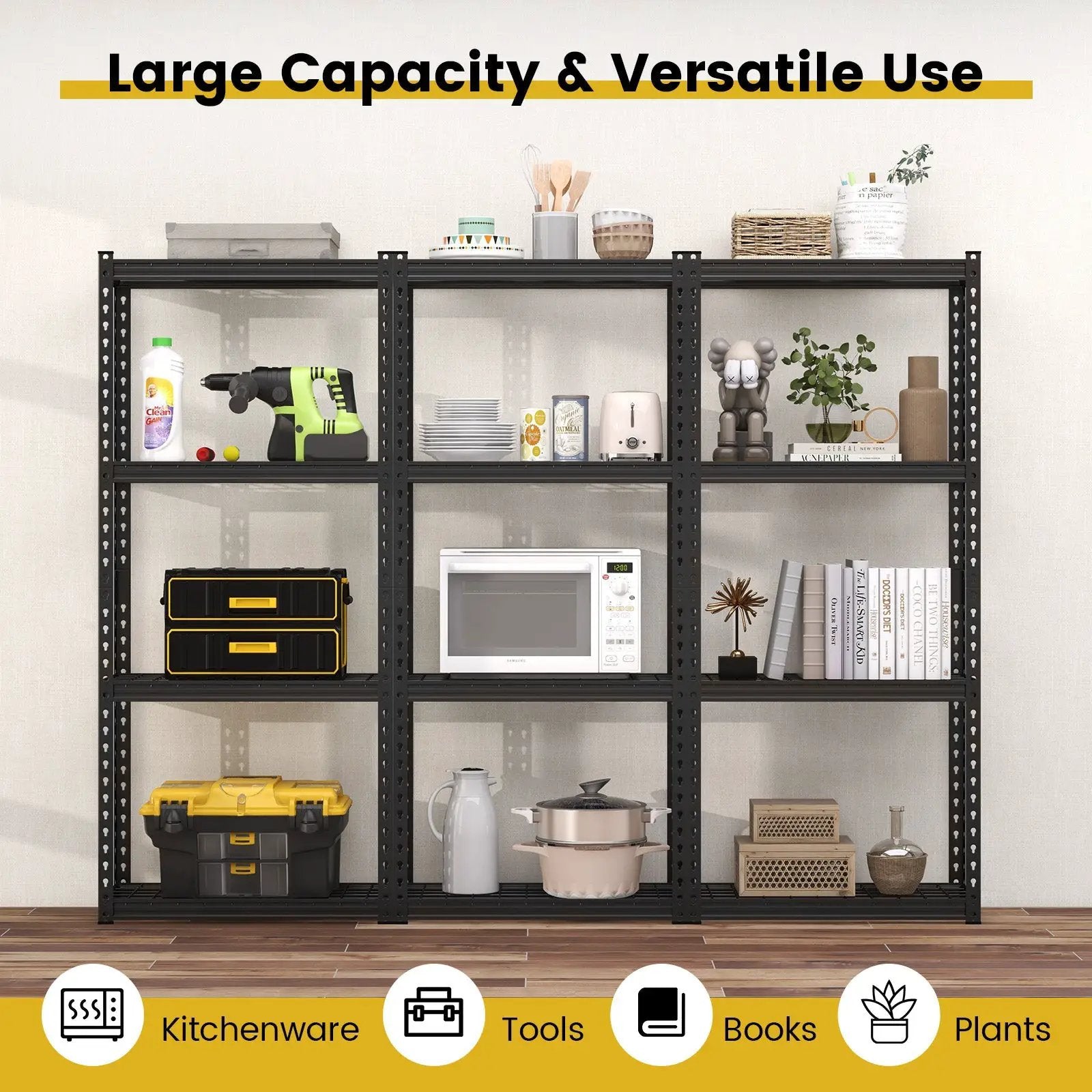 4-Tier Metal Shelving Unit with Anti-slip Foot Pad and Anti-tipping Device by DirectDeals