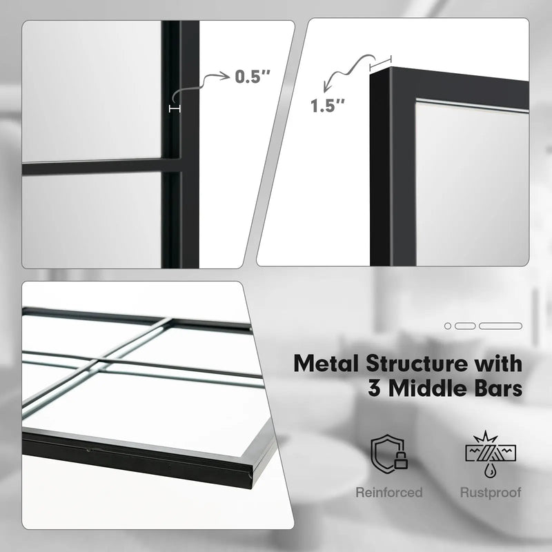 3-Layered Decorative Wall Mirror with Metal Frame for Dining Living Room-Black by DirectDeals