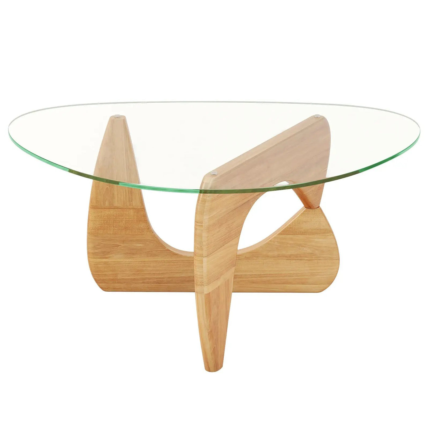 Triangle Coffee Table with Tempered Glass Top and Adjustable Rubber Wood Base by DirectDeals