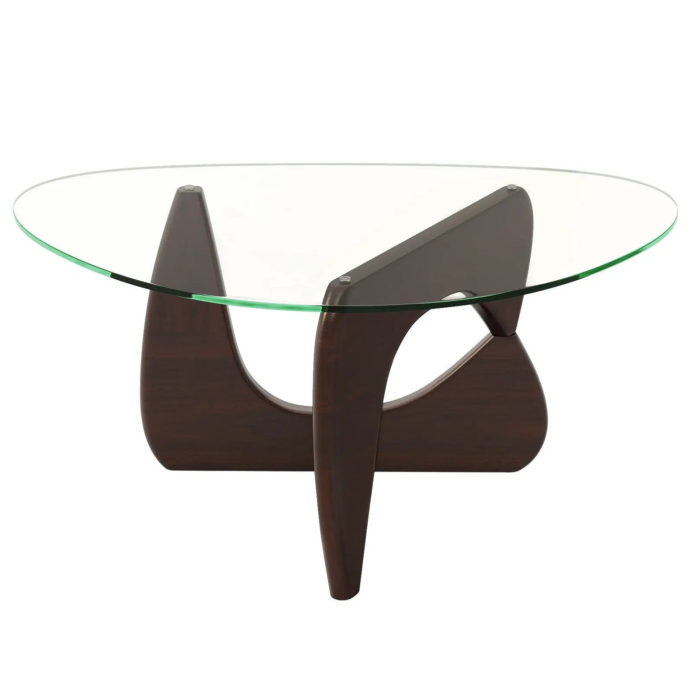 Triangle Coffee Table with Tempered Glass Top and Adjustable Rubber Wood Base by DirectDeals