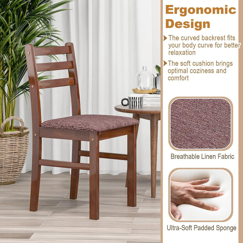 Set of 2 Mid-Century Wooden Dining Chairs-Espresso by DirectDeals
