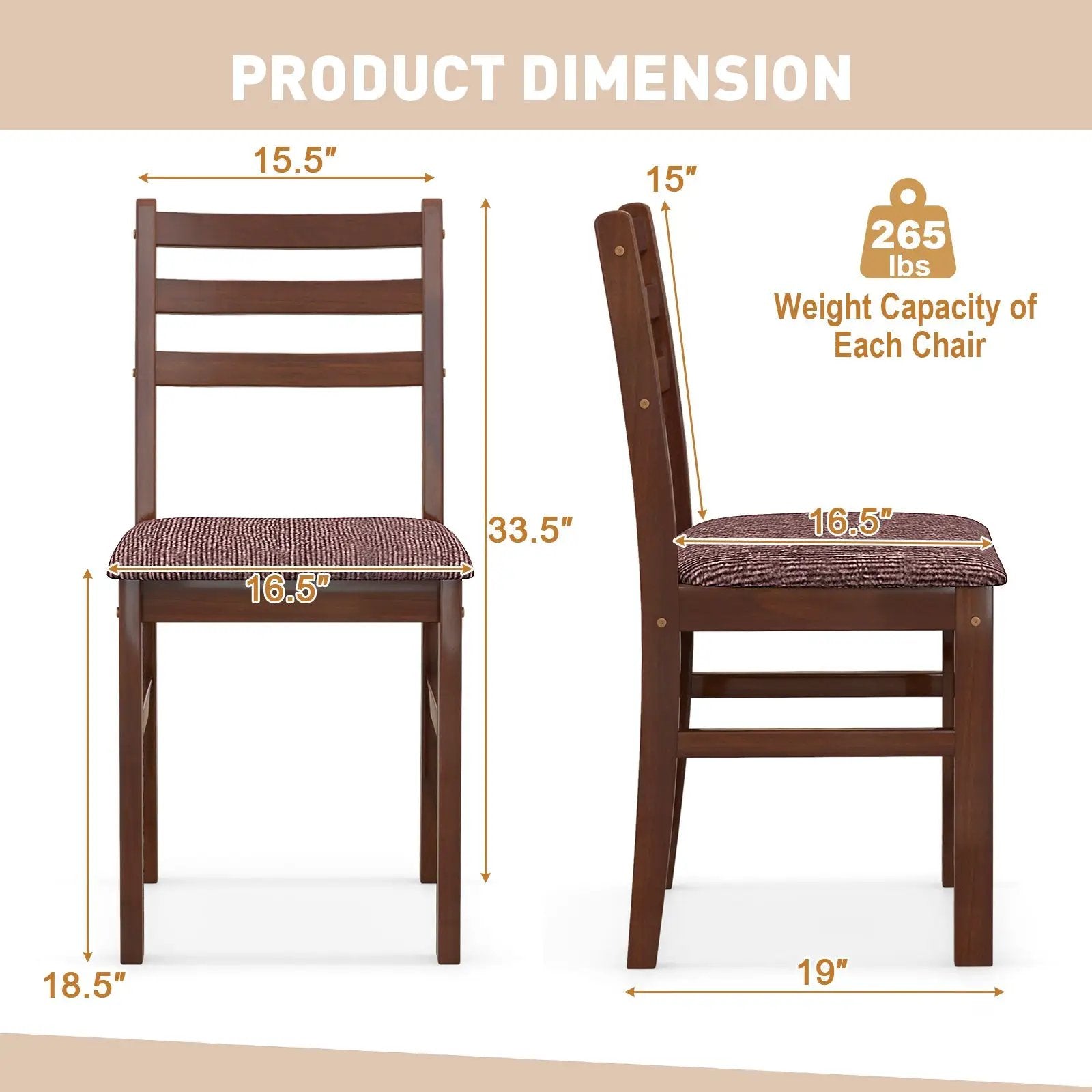 Set of 2 Mid-Century Wooden Dining Chairs-Espresso by DirectDeals