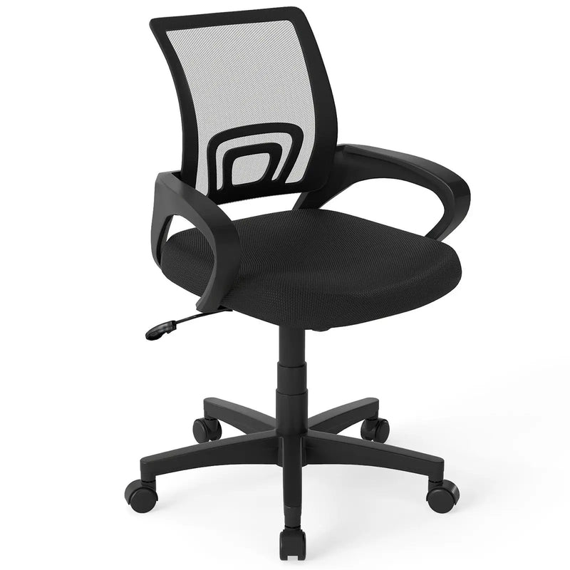 Mid-Back Mesh Office Chair Ergonomic Computer Chair with Lumbar Support-Black by DirectDeals